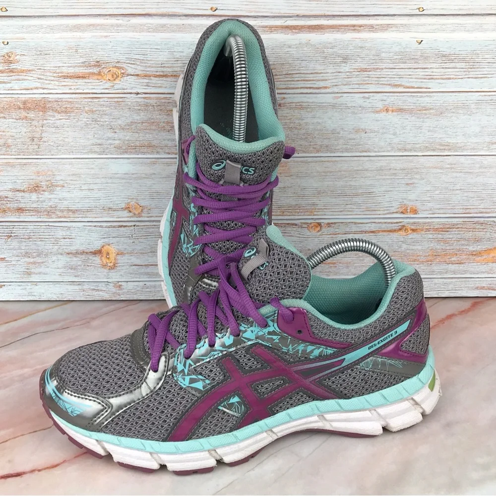 Asics Women’s Gel Excite 3 Running Shoe in Grey, Ice Blue, Purple